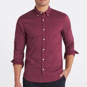 Hawker Rye Elemental Slim Fit Oxford Shirt‎ Burgundy Micro Print Size XL NWT